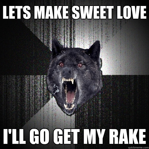 lets make sweet love i'll go get my rake  Insanity Wolf