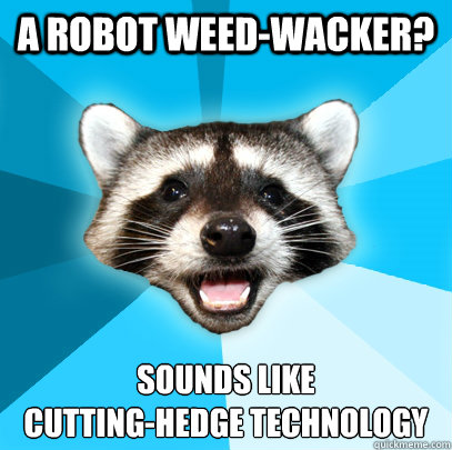 A robot weed-wacker? sounds like 
cutting-hedge technology - A robot weed-wacker? sounds like 
cutting-hedge technology  Lame Pun Coon