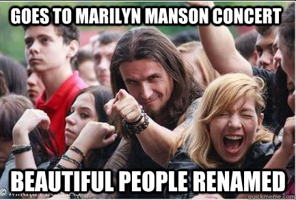 Goes to Marilyn Manson Concert Beautiful People renamed  Ridiculously Photogenic Metalhead