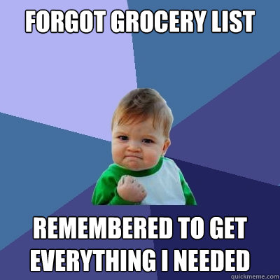 Forgot Grocery List Remembered To Get Everything I Needed  Success Kid