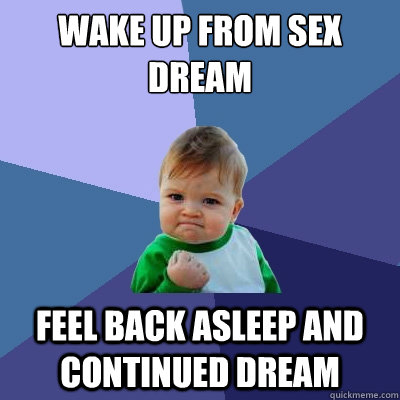 Wake up from sex dream feel back asleep and continued dream  Success Kid