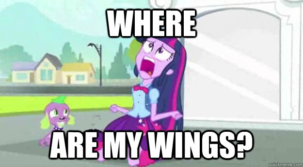 where are my wings?  Human Twilight Sparkle