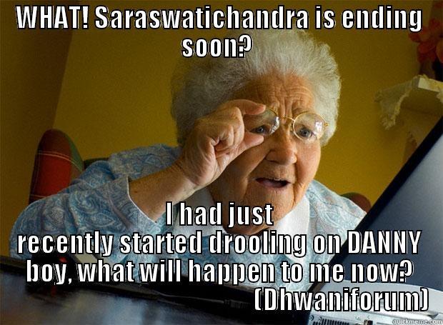 WHAT! SARASWATICHANDRA IS ENDING SOON?  I HAD JUST RECENTLY STARTED DROOLING ON DANNY BOY, WHAT WILL HAPPEN TO ME NOW?                                                  (DHWANIFORUM) Grandma finds the Internet