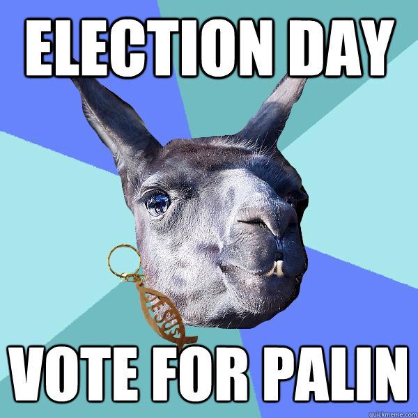 Election Day Vote for Palin  Christian Mama Llama