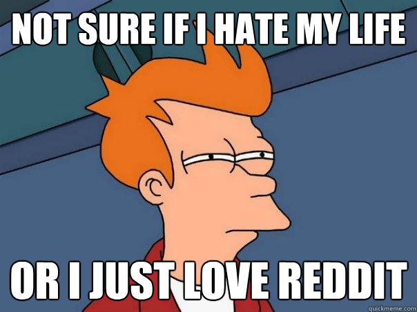 Not sure if I hate my life Or I just love reddit  Futurama Fry