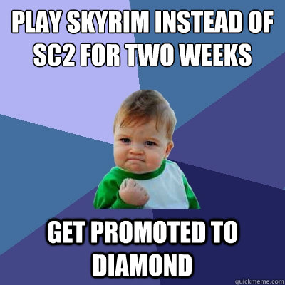 play skyrim instead of sc2 for two weeks Get promoted to diamond  Success Kid