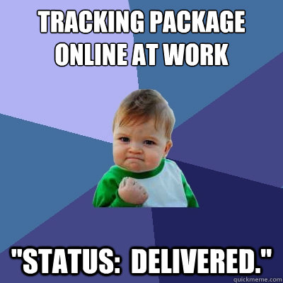 Tracking package online at work 