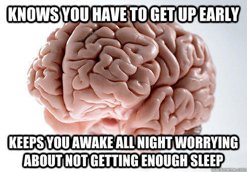 Knows you have to get up early  keeps you awake all night worrying about not getting enough sleep  
