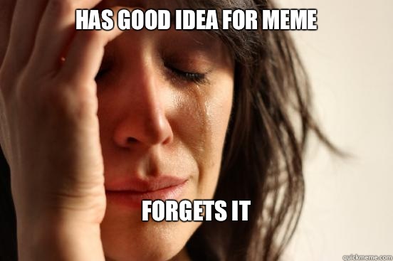 Has good idea for meme Forgets it
  First World Problems