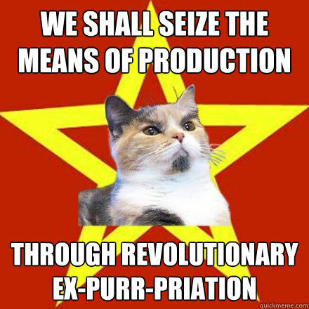 we shall seize the means of production through revolutionary ex-purr-priation  Lenin Cat