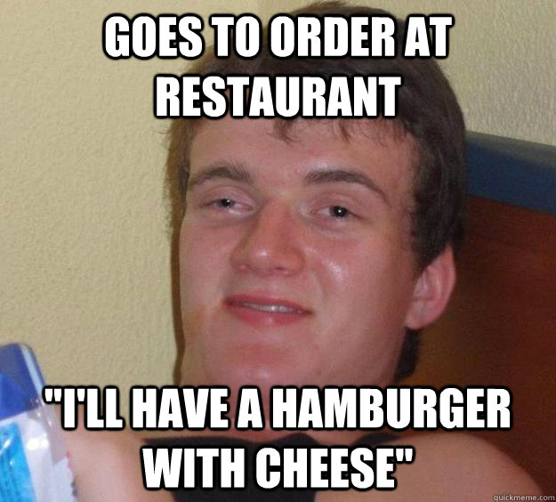 Goes to order at restaurant 