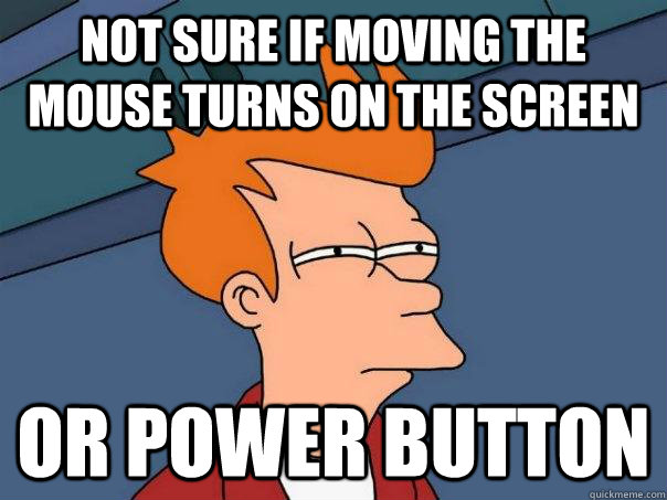 Not sure if moving the mouse turns on the screen or power button  Futurama Fry