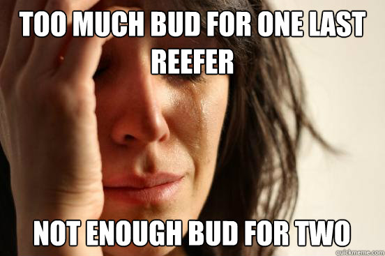 too much bud for one last reefer not enough bud for two  First World Problems