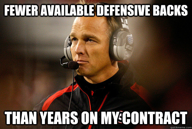 fewer available defensive backs than years on my contract - fewer available defensive backs than years on my contract  Sad Richt