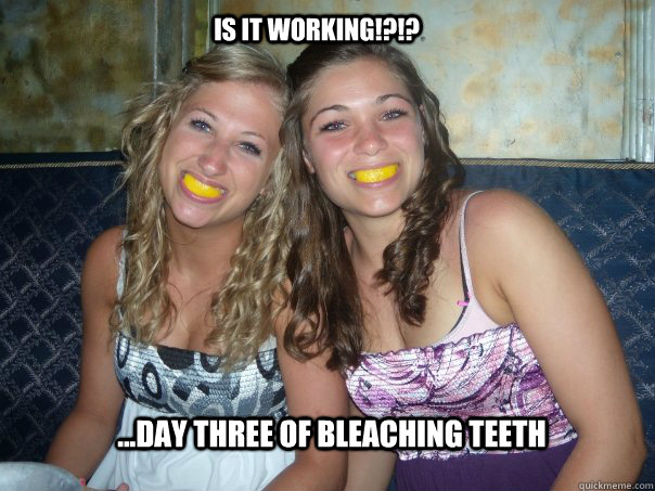 ...day three of bleaching teeth is it working!?!?  