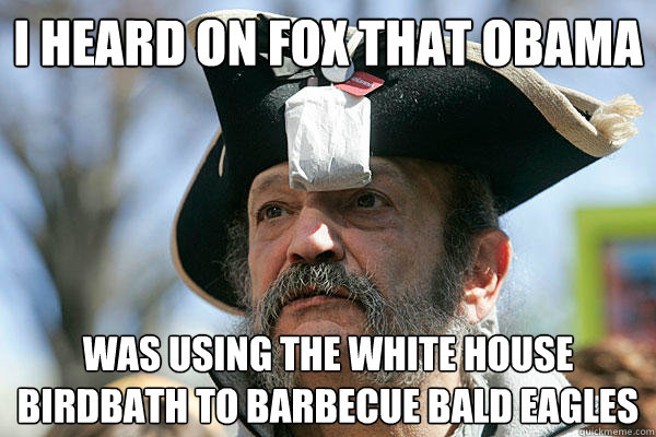 I heard on fox that Obama was using the White House birdbath to barbecue bald eagles  Tea Party Ted