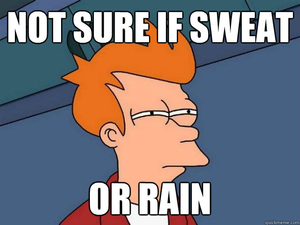 not sure if sweat or rain  Futurama Fry