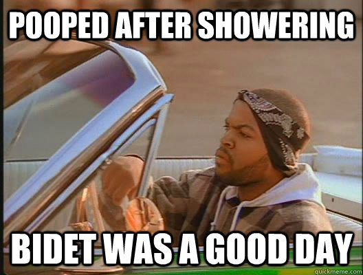 pooped after showering bidet was a good day  today was a good day