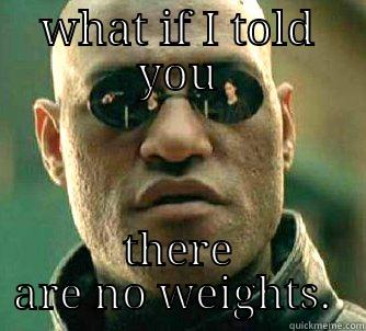 Free Your Mind - WHAT IF I TOLD YOU THERE ARE NO WEIGHTS.  Matrix Morpheus