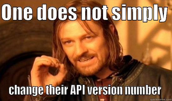 ONE DOES NOT SIMPLY  CHANGE THEIR API VERSION NUMBER Boromir