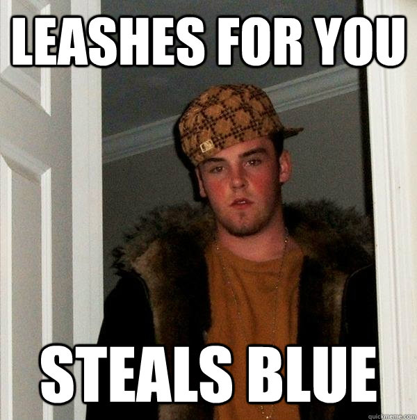 Leashes for you steals blue  Scumbag Steve