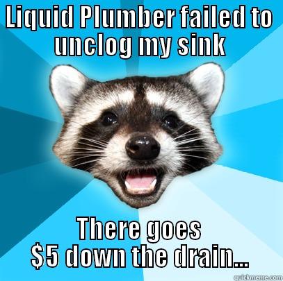 LIQUID PLUMBER FAILED TO UNCLOG MY SINK THERE GOES $5 DOWN THE DRAIN... Lame Pun Coon