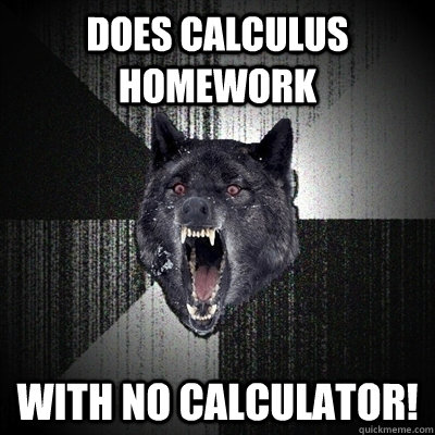 Does Calculus Homework With No Calculator!  Insanity Wolf