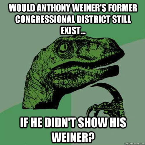 Would Anthony Weiner's former Congressional District still exist... If he didn't show his weiner?  Philosoraptor