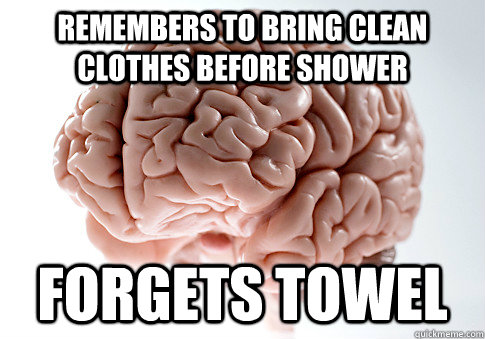 remembers to bring clean clothes before shower forgets towel - remembers to bring clean clothes before shower forgets towel  Scumbag Brain