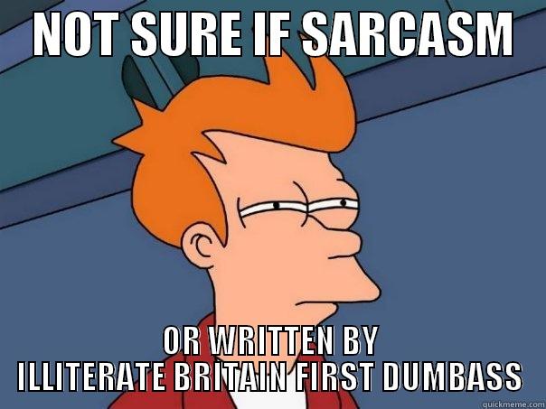    NOT SURE IF SARCASM    OR WRITTEN BY ILLITERATE BRITAIN FIRST DUMBASS Futurama Fry