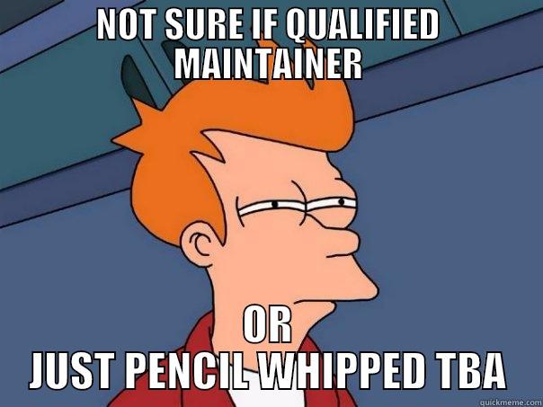 NOT SURE IF QUALIFIED MAINTAINER - NOT SURE IF QUALIFIED MAINTAINER OR JUST PENCIL WHIPPED TBA Futurama Fry