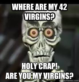 Where are my 42 virgins? Holy Crap!
Are you my virgins?  Achmed the Dead Terrorist