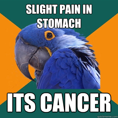 Slight pain in stomach ITS CANCER  - Slight pain in stomach ITS CANCER   Paranoid Parrot