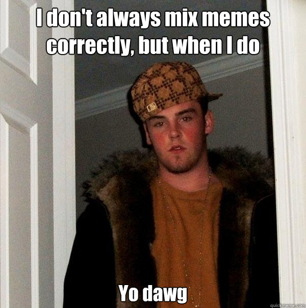 I don't always mix memes correctly, but when I do Yo dawg  Scumbag Steve