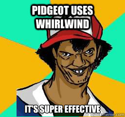 Pidgeot uses whirlwind It's super effective  Pedo Ash