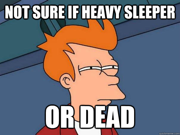 Not sure if heavy sleeper or dead - Not sure if heavy sleeper or dead  Futurama Fry