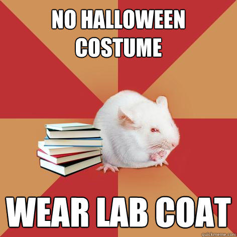 No halloween costume wear lab coat  