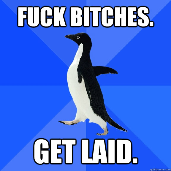 fuck bitches. get laid.  Socially Awkward Penguin