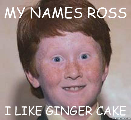 MY NAMES ROSS I LIKE GINGER CAKE  Over Confident Ginger