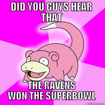 DID YOU GUYS HEAR THAT THE RAVENS WON THE SUPERBOWL Slowpoke