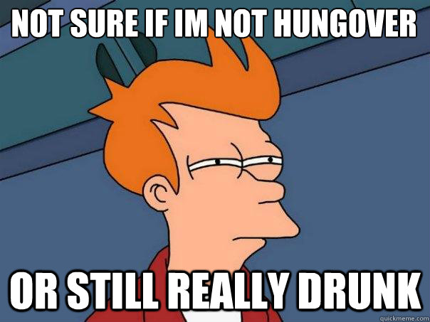 Not sure if im not hungover Or still really drunk  Futurama Fry