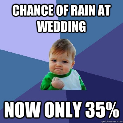 Chance of rain at wedding Now only 35% - Chance of rain at wedding Now only 35%  Success Kid