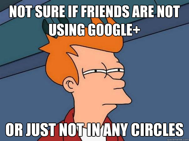 Not sure if friends are not using Google+ Or just not in any circles  Futurama Fry