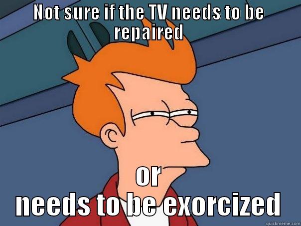 TV Exorcism - NOT SURE IF THE TV NEEDS TO BE REPAIRED OR NEEDS TO BE EXORCIZED Futurama Fry