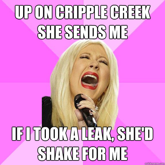 Up on cripple creek she sends me If I took a leak, she'd shake for me  Wrong Lyrics Christina