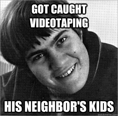 Got caught videotaping His neighbor's kids  