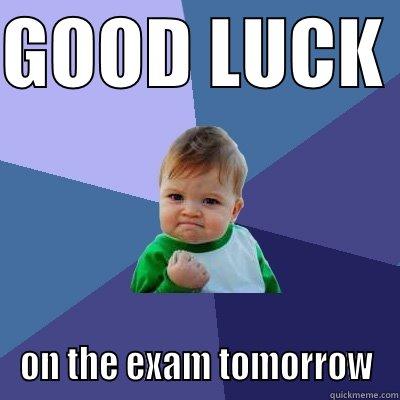 Good Luck - GOOD LUCK  ON THE EXAM TOMORROW Success Kid