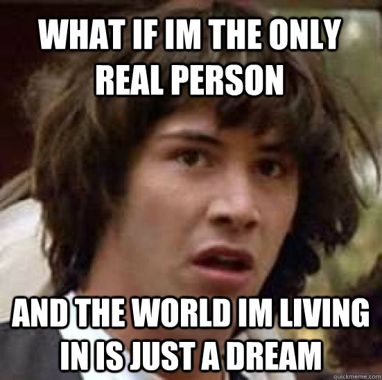 What if im the only real person and the world im living in is just a dream  conspiracy keanu