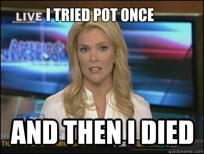 I tried pot once And then I died  Megyn Kelly