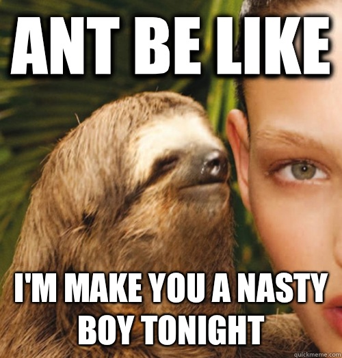 Ant Be Like I'm make you a nasty boy tonight  - Ant Be Like I'm make you a nasty boy tonight   Whispering Sloth